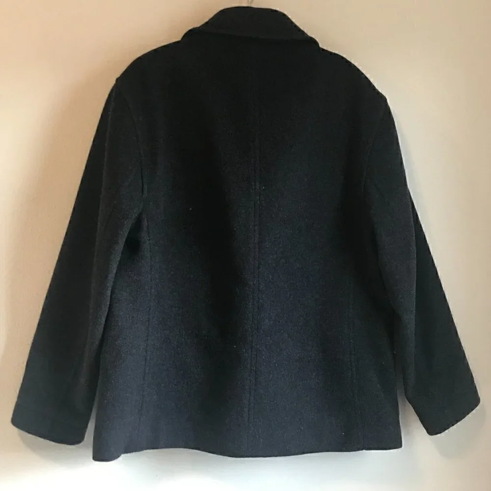 J. Crew Men's Wool Cashmere Dock Winter Button Dark Grey Peacoat Size S